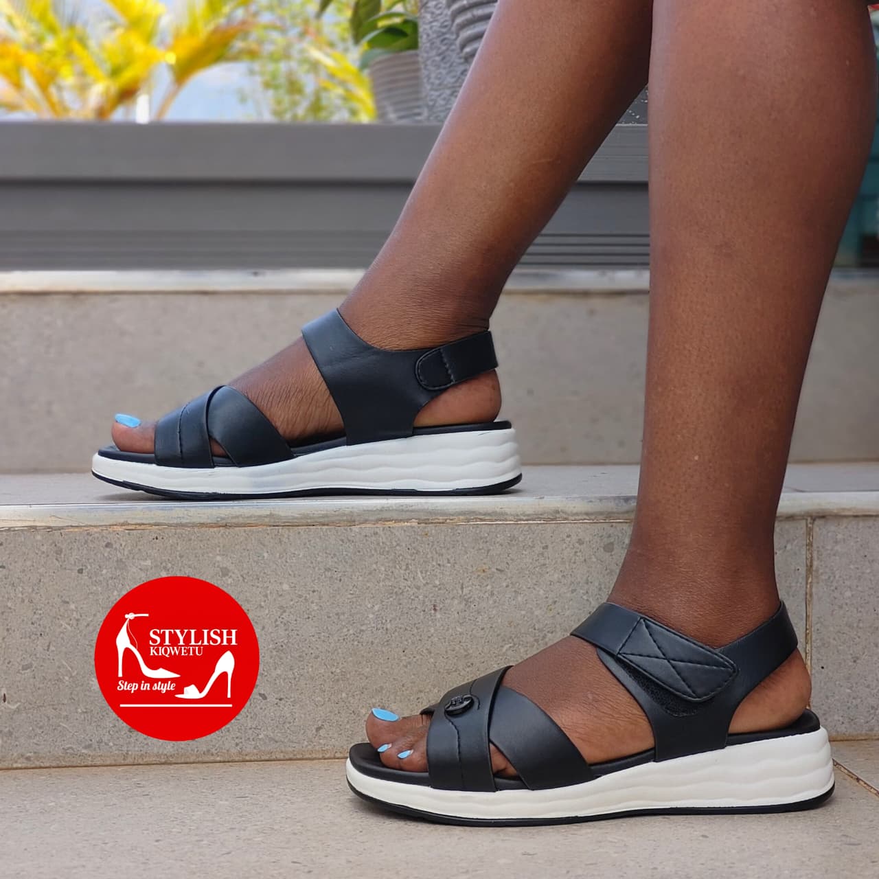 black sports sandals