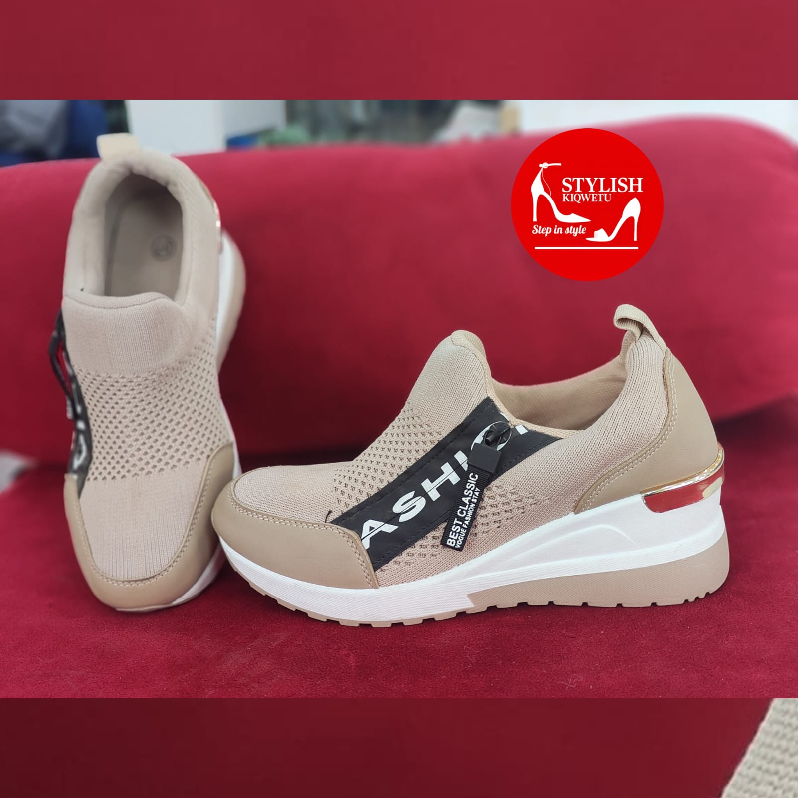 Knit Wedge Sneakers