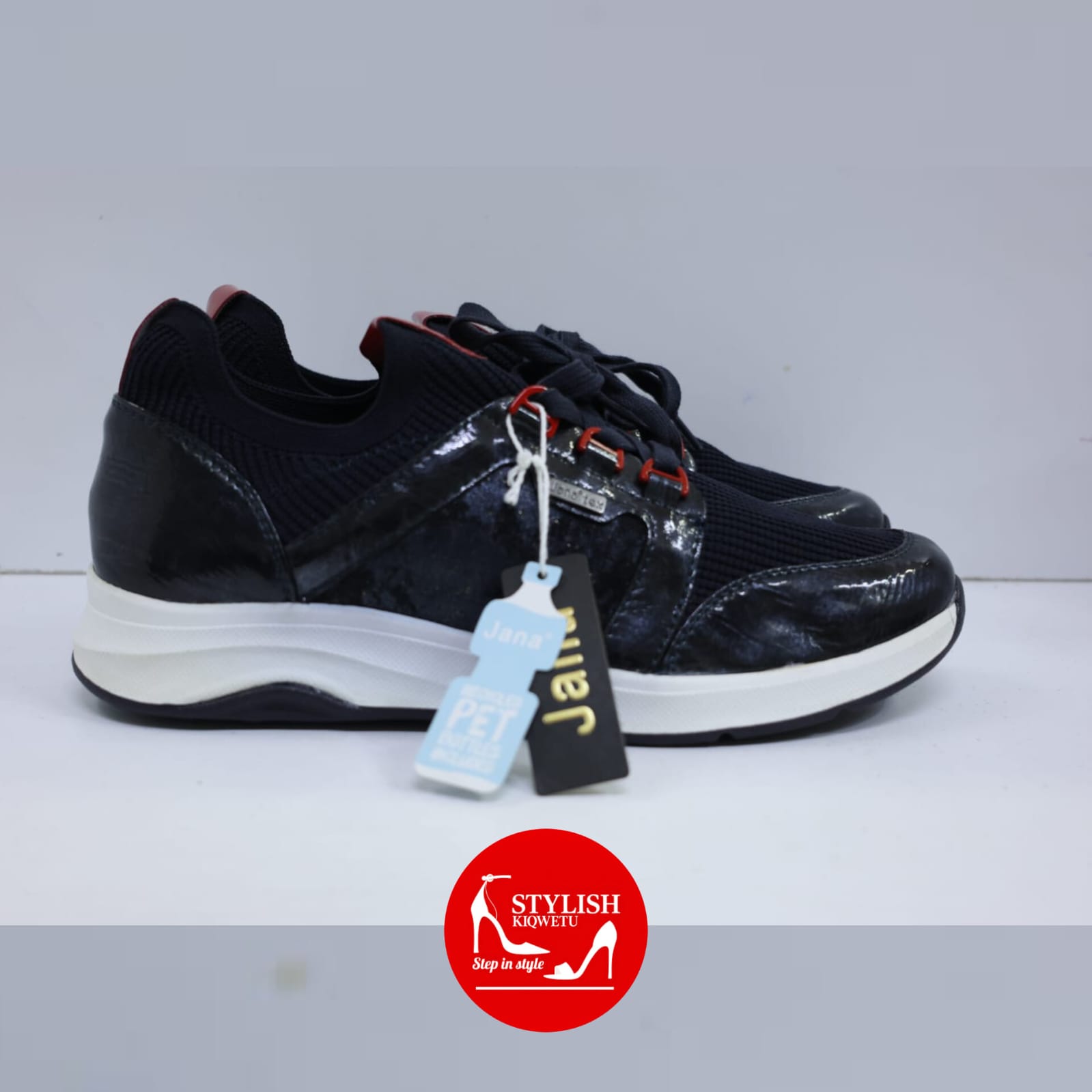 JN Black Patent Sneakers