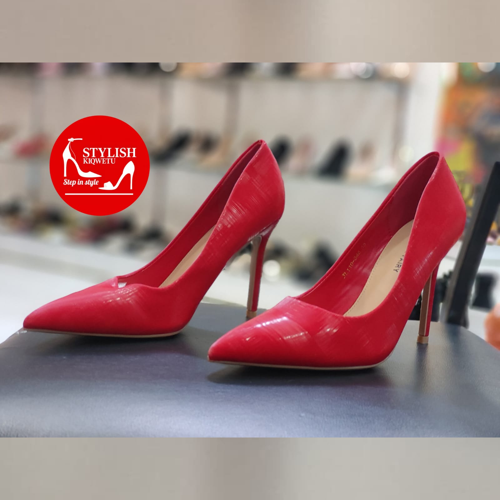 Crimson Textured Pointed-Toe Stiletto Pumps
